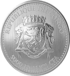 1 Unze Silbermünze Afrika Kongo Silberrücken Gorilla 2017
