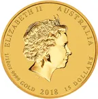 1/10 Unze Goldmünze Australien Lunar II Hund 2018