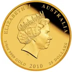 1/4 Unze Goldmünze Australien Lunar II Tiger 2010 - polierte Platte