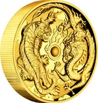 2 Unzen Goldmünze Australien Drache & Tiger 2018 - High Relief - polierte Platte