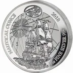 1 Unze Silbermünze Ruanda Nautical Serie - HMS Endeavour 2018 - polierte Platte