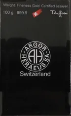 100 Gramm Goldbarren Argor Heraeus Gussbarren