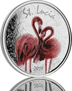 1 Unze Silbermünze EC8 St.Lucia - Flamingo 2018 coloriert