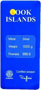 1 Kilogramm Silber Cook Islands Münzbarren gegossen