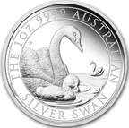1 Unze Silbermünze Australien Schwan 2019 - polierte Platte