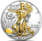 1 Unze Silbermünze American Eagle 2019 teilvergoldet