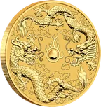 1 Unze Goldmünze Australien Chinese Myths and Legends Drache & Drache 2020