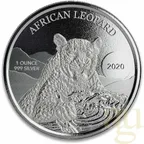 1 Unze Silbermünze Afrika Ghana Leopard 2020