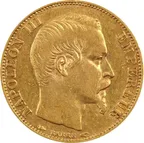 20 Francs Goldmünze Napoleon III ohne Kranz