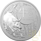 1 Unze Silbermünze Australien RAM Lunar Ochse 2021