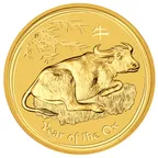 1 Unze Goldmünze Australien Lunar II Ochse 2009 - polierte Platte