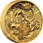 2 Unzen Goldmünze Australien Drache 2021 - High Relief - polierte Platte