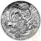 2 Unzen Silbermünze Australien Drache 2021  - High Relief - polierte Platte