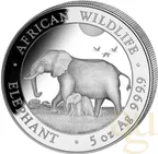 5 Unzen Silbermünze Somalia Elefant 2022