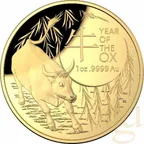 1 Unze Goldmünze Australien RAM Lunar Ochse 2021 - polierte Platte