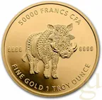 1 Unze Goldmünze Republic of Tschad Mandala Warzenschwein 2021
