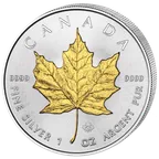 1 Unze Silbermünze Maple Leaf 2016 teilvergoldet