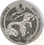 1 Unze Platinmünze Ruanda Lunar Hase 2023