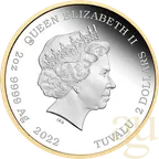 2 Unzen Silbermünze Tuvalu James Bond 60 Years of Bond 2022 proof teilvergoldet