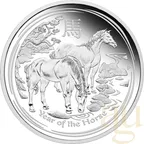 1 Unze Silbermünze Australien Lunar II Pferd 2014 polierte Platte