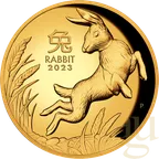 1 Unze Goldmünze Australien Lunar III Hase 2023 - polierte Platte - High Relief