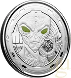 1 Unze Silbermünze Afrika Ghana Alien 2022 - Coloriert