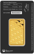 31,1 Gramm Goldbarren Perth Mint - Känguru