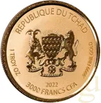 1 Unze Goldmünze Republic of Tschad Kek 2022 - Proof