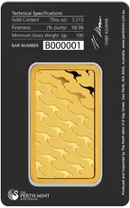 100 Gramm Goldbarren Perth Mint - Känguru