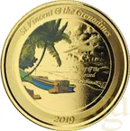 1 Unze Goldmünze EC8 St. Vincent & The Grenadines - Seaplane 2019 - coloriert