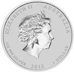 1 Unze Silbermünze Australien Lunar II Drache 2012 teilvergoldet