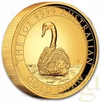 1 Unze Goldmünze Australien Schwan 2023 - High Relief - polierte Platte