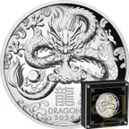 5 Unzen Silbermünze Australien Lunar III Drache 2024 polierte Platte - High Relief