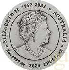 2 Unzen Silbermünze Australien Lunar III Drache 2024 - Antik Finish