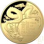 1 Unze Goldmünze Australien RAM Lunar Drache 2024 Domed - Proof