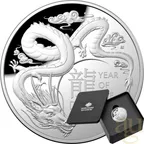 1 Unze Silbermünze Australien RAM Lunar Drache 2024 Domed - Proof