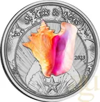 1 Unze Silbermünze EC8 St. Kitts & Nevis - Conch Shell 2023 - coloriert