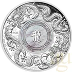 2 Unzen Silbermünze Australien Mother of Pearl Double Dragon 2024 - polierte Platte