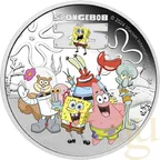 1 Unze Silbermünze Tuvalu SpongeBob and Friends 2024 coloriert - polierte Platte