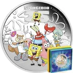 1 Unze Silbermünze Tuvalu SpongeBob and Friends 2024 coloriert - polierte Platte
