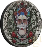 2 Unzen Silbermünze Tuvalu Frida Kahlo 2024 Antik Finish - coloriert