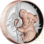 5 Unzen Silbermünze Australien Koala 2024 - High Relief - polierte Platte - rosè vergoldet