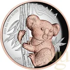 5 Unzen Silbermünze Australien Koala 2024 - High Relief - polierte Platte - rosè vergoldet