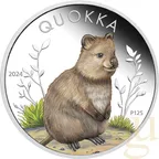 1 Unze Silbermünze Australien Quokka 2024 coloriert - polierte Platte