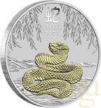 1 Unze Silbermünze Australien Lunar III Schlange 2025 teilvergoldet