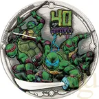 2 Unzen Silbermünze Tuvalu Teenage Mutant Ninja Turtles 40th Anniversary 2024 - Antik Finish - High