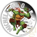 1 Unze Silbermünze Tuvalu Teenage Mutant Ninja Turtles Michelangelo 2024 coloriert - polierte Platte