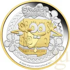 2 Unzen Silbermünze Tuvalu Spongebob Schwammkopf 2024 teilvergoldet - polierte Platte