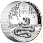 5 Unzen Silbermünze Australien Lunar III Schlange 2025 polierte Platte - High Relief
