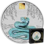1 Kilogramm Silbermünze Australien Lunar III Schlange 2025 - coloriert mit 1g Gold Privy Mark